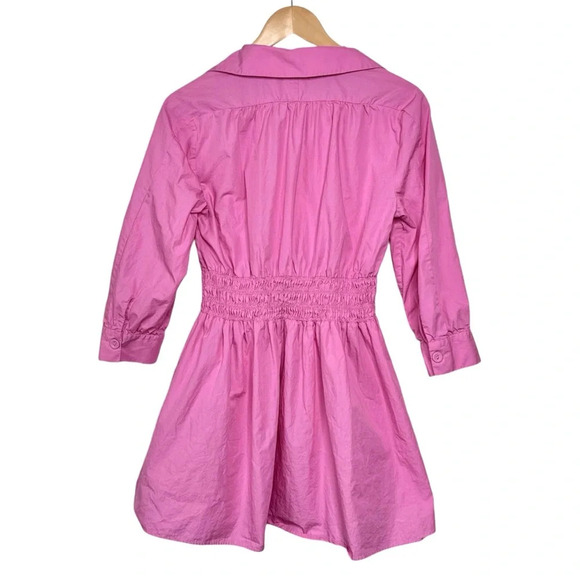 Zara Barbie Pink Short Dress. Poplin Mini Shirt Dress. Medium - Picture 3 of 12